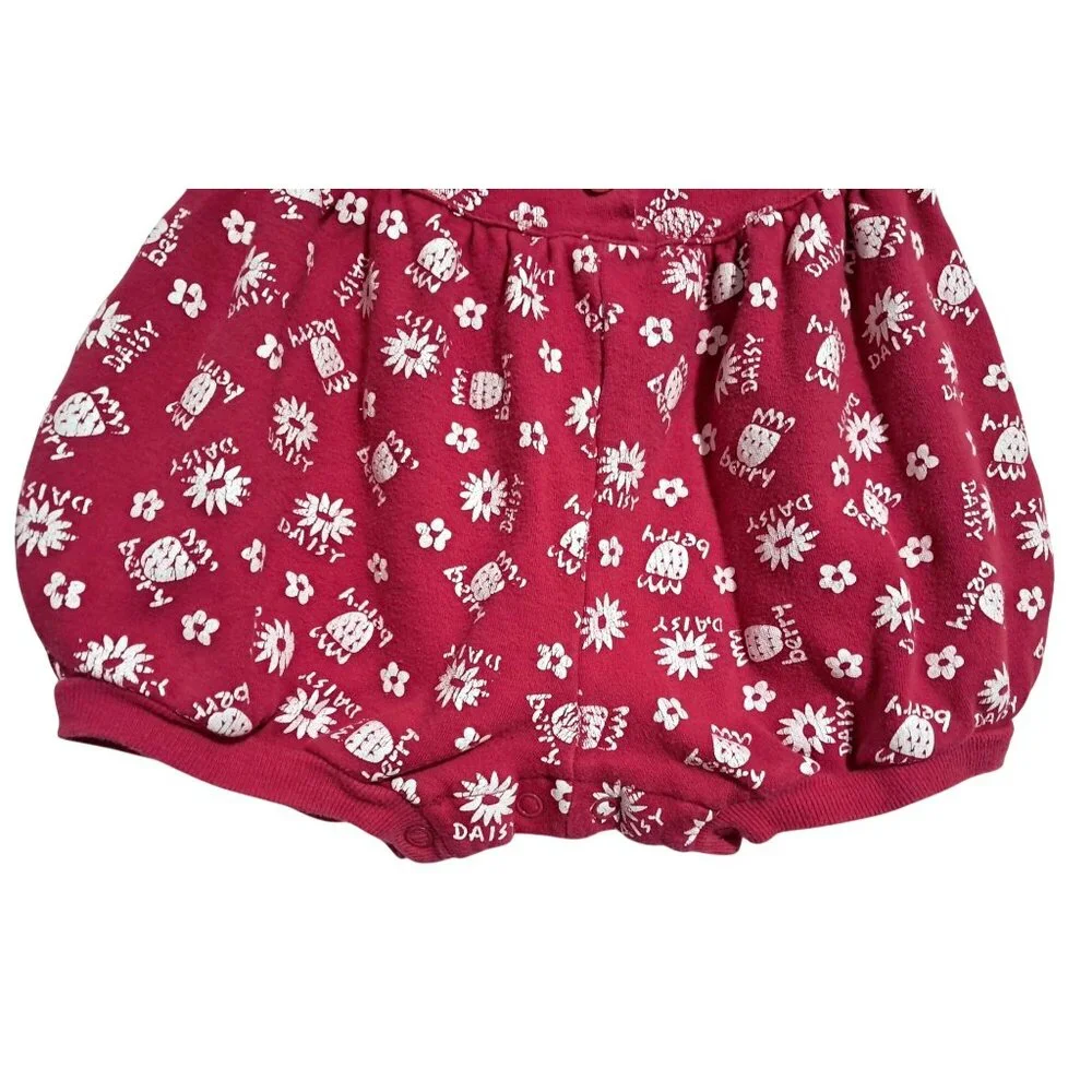 Vintage Circo Bubble Romper Baby Girls Red Floral 12M Peter Pan Collar Cotton Be